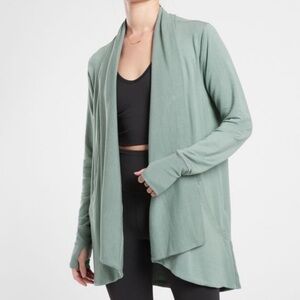 Athleta Pranayama Wrap Sage Green Size Large Petite Cardigan